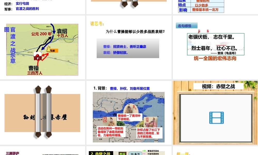 （2016年秋季版）七年级历史上册 第四单元 第17课 三国鼎立课件 川教版