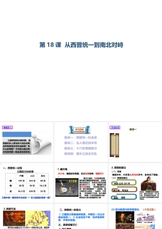 （2016年秋季版）七年级历史上册 第四单元 第18课 从西晋统一到南北对峙课件 川教版