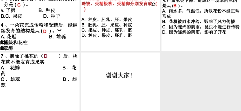 安徽省聊城定远中学七年级生物上册《开花与结果》课件