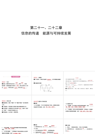 （东营专版）中考物理总复习 第二十一、二十二章 信息的传递　能源与可持续发展课件-人教版初中九年级全册物理课件