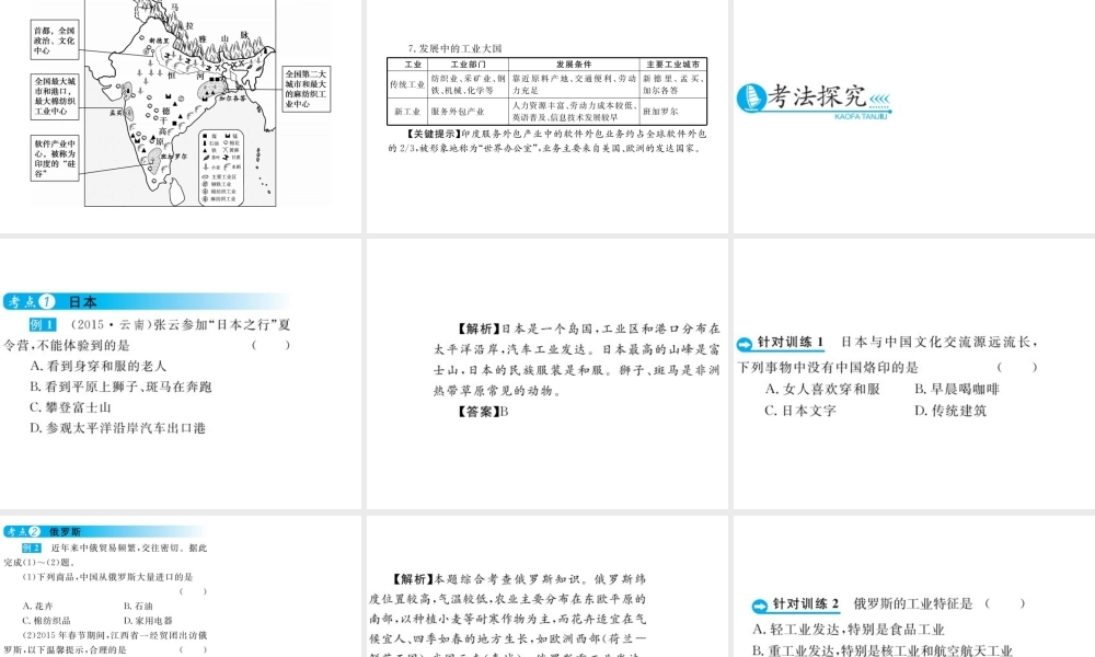 （云南专用）中考地理总复习 第三单元 世界区域地理（第9课时）不同类型的国家（一）课件-人教版初中九年级全册地理课件