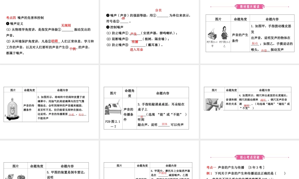 （东营专版）中考物理总复习 第二章 声现象课件-人教版初中九年级全册物理课件