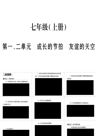 （云南专版）中考道德与法治总复习 七上 第1 2单元 成长的节拍 友谊的天空课件-人教版初中九年级全册政治课件