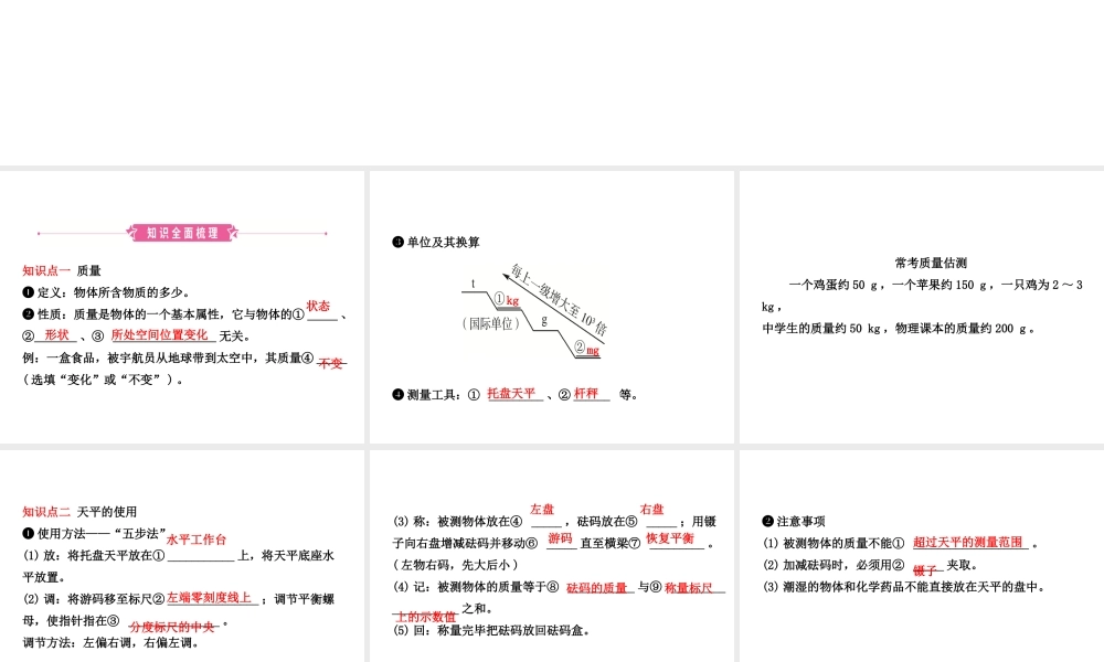 （东营专版）中考物理总复习 第六章 质量与密度课件-人教版初中九年级全册物理课件