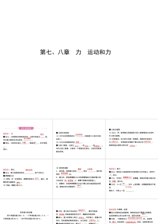 （东营专版）中考物理总复习 第七、八章 力 运动和力课件-人教版初中九年级全册物理课件