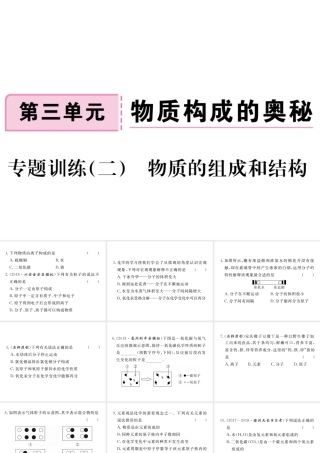 安徽省秋九年级化学上册 第三单元 物质构成的奥秘 专题训练（二）物质的组成和结构练习课件（含模拟）（新版）新人教版-（新版）新人教版初中九年级上册化学课件