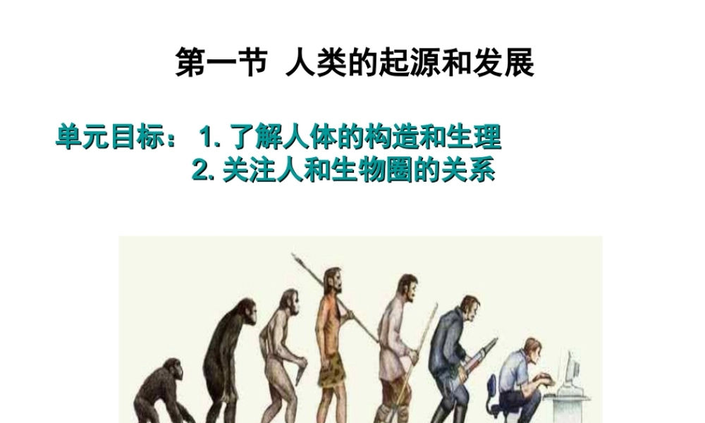 安徽省马鞍山市七年级生物上册 4.1 人类的起源课件 新人教版-新人教版初中七年级上册生物课件