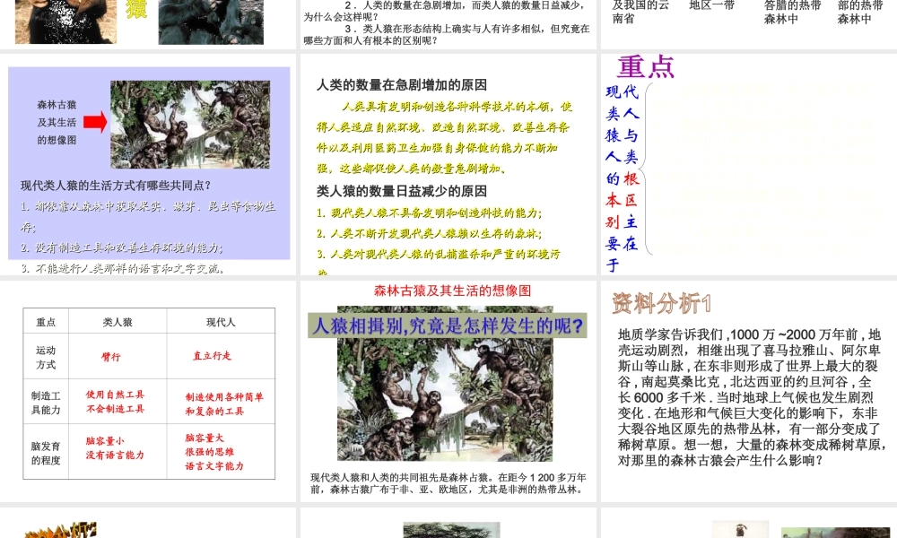 安徽省合肥市长丰县七年级生物下册 4.1.1《人类的起源和发展》课件1 （新版）新人教版-（新版）新人教版初中七年级下册生物课件