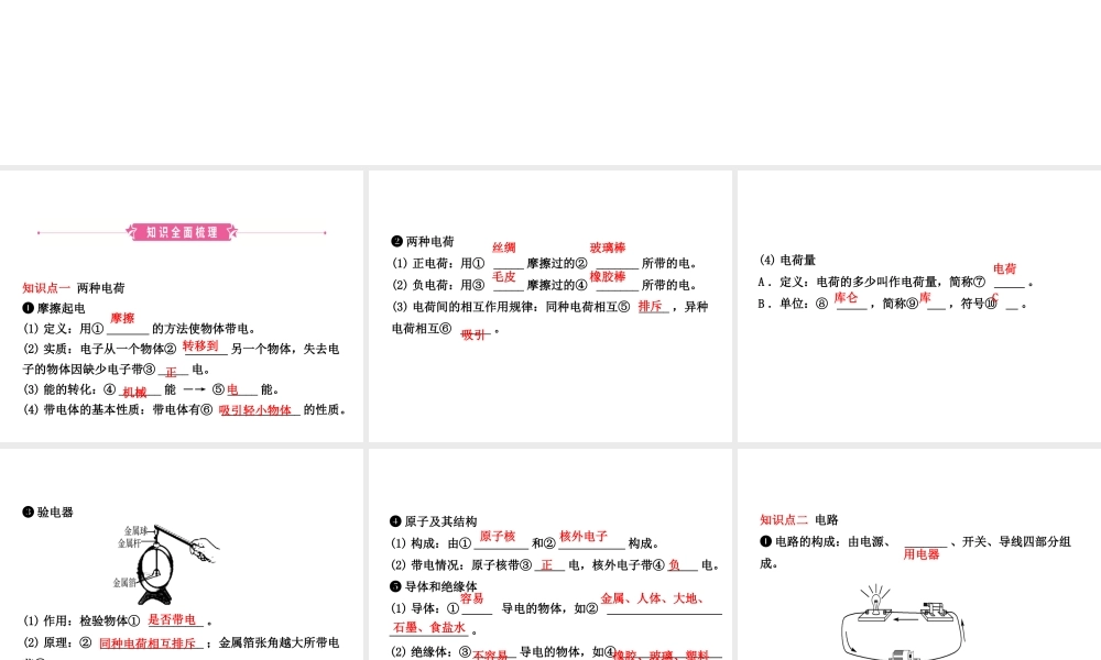 （东营专版）中考物理总复习 第十五、十六章 电流和电路 电压 电阻课件-人教版初中九年级全册物理课件