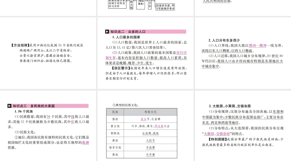 （云南专版）中考地理 第一部分 基础复习篇 八年级 第1章 中国的疆域与人口课件-人教版初中九年级全册地理课件