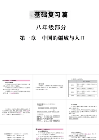 （云南专版）中考地理 第一部分 基础复习篇 八年级 第1章 中国的疆域与人口课件-人教版初中九年级全册地理课件