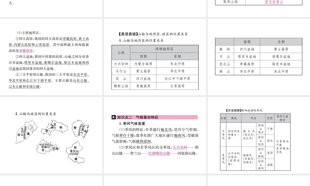 （云南专版）中考地理 第一部分 基础复习篇 八年级 第2章 中国的自然环境课件-人教版初中九年级全册地理课件