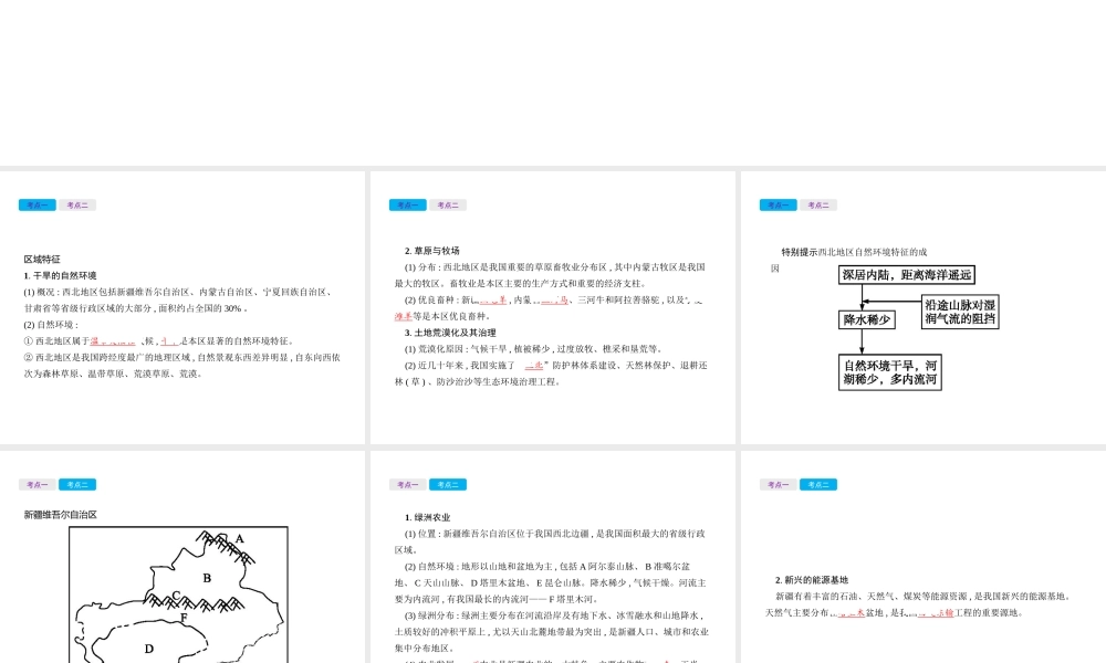 （云南专用）中考地理总复习 第四部分 中国地理（下）第24讲 西北地区课件-人教版初中九年级全册地理课件