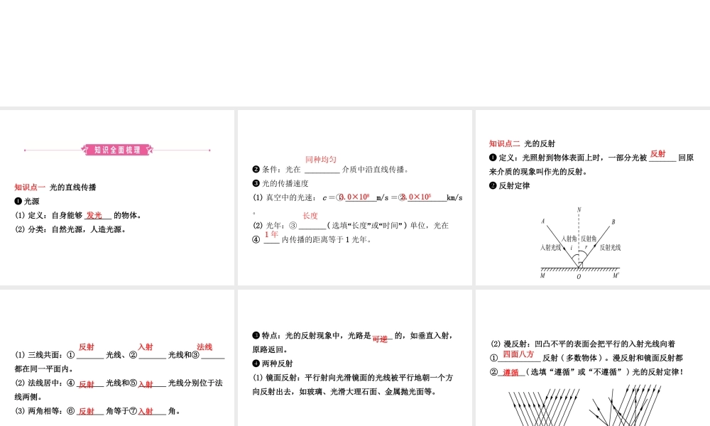 （东营专版）中考物理总复习 第四章 光现象课件-人教版初中九年级全册物理课件