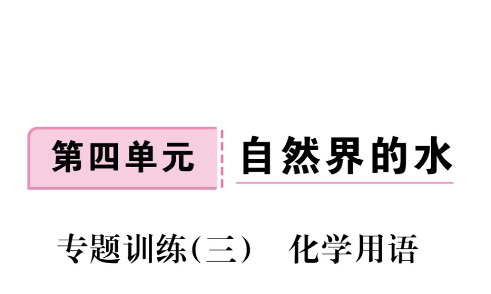 安徽省秋九年级化学上册 第四单元 自然界的水 专项训练（三）化学用语练习课件（含模拟）（新版）新人教版-（新版）新人教版初中九年级上册化学课件