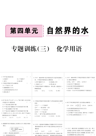 安徽省秋九年级化学上册 第四单元 自然界的水 专项训练（三）化学用语练习课件（含模拟）（新版）新人教版-（新版）新人教版初中九年级上册化学课件