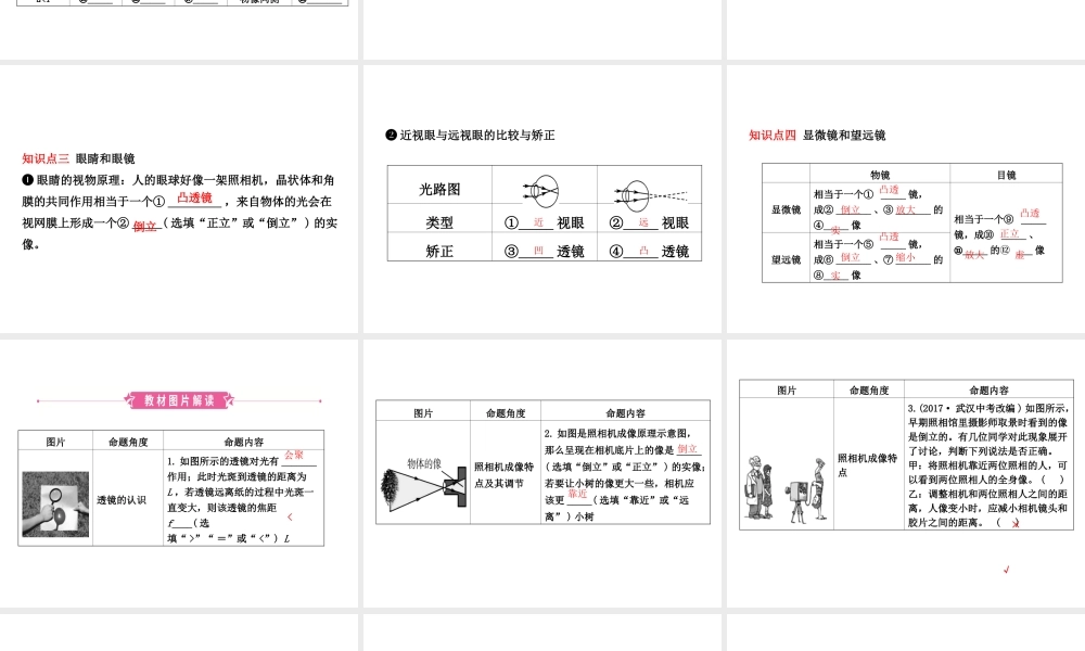（东营专版）中考物理总复习 第五章 透镜及其应用课件-人教版初中九年级全册物理课件