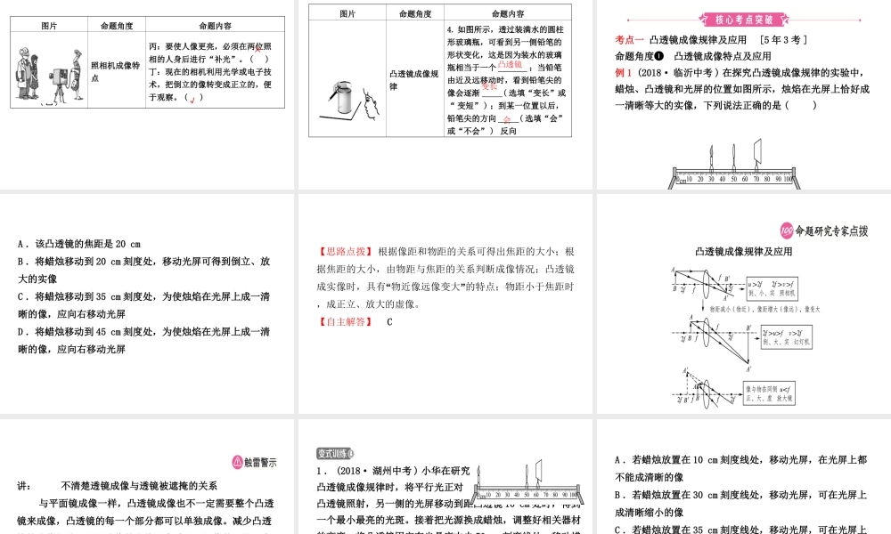 （东营专版）中考物理总复习 第五章 透镜及其应用课件-人教版初中九年级全册物理课件