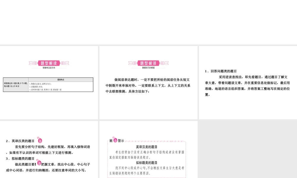 （东营专版）中考英语复习 题型六 阅读表达课件-人教版初中九年级全册英语课件