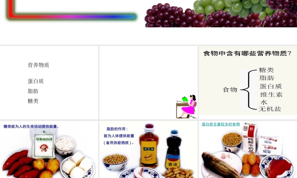 安徽省合肥市长丰县七年级生物下册 4.2.1《食物中的营养物质》课件1 （新版）新人教版-（新版）新人教版初中七年级下册生物课件