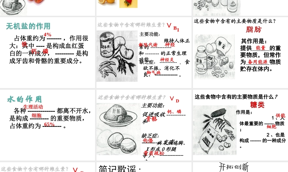 安徽省合肥市长丰县七年级生物下册 4.2.1《食物中的营养物质》课件2 （新版）新人教版-（新版）新人教版初中七年级下册生物课件