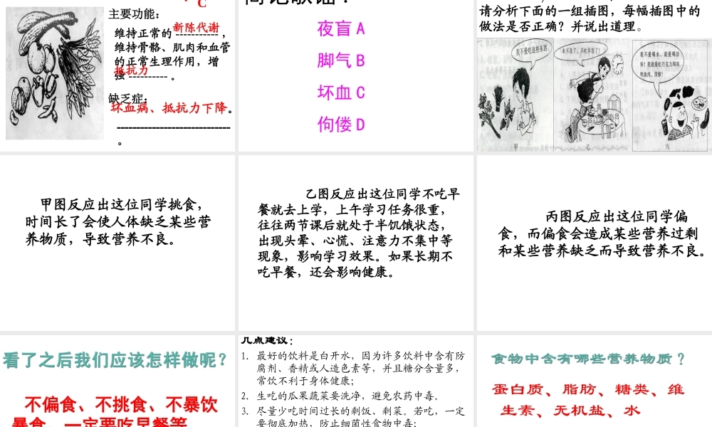 安徽省合肥市长丰县七年级生物下册 4.2.1《食物中的营养物质》课件2 （新版）新人教版-（新版）新人教版初中七年级下册生物课件