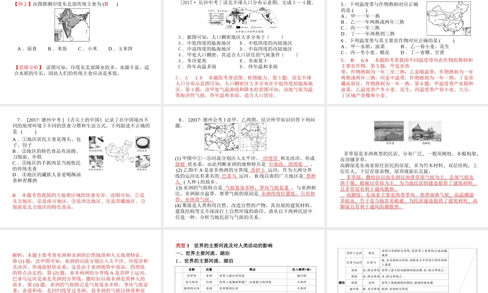 （临沂专版）中考地理 第二部分 专题复习 高分保障 专题二 自然环境与人类活动课件-人教版初中九年级全册地理课件