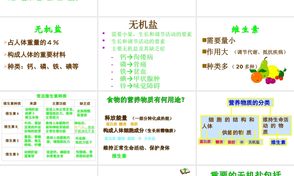 安徽省合肥市长丰县七年级生物下册 4.2.1《食物中的营养物质》课件4 （新版）新人教版-（新版）新人教版初中七年级下册生物课件