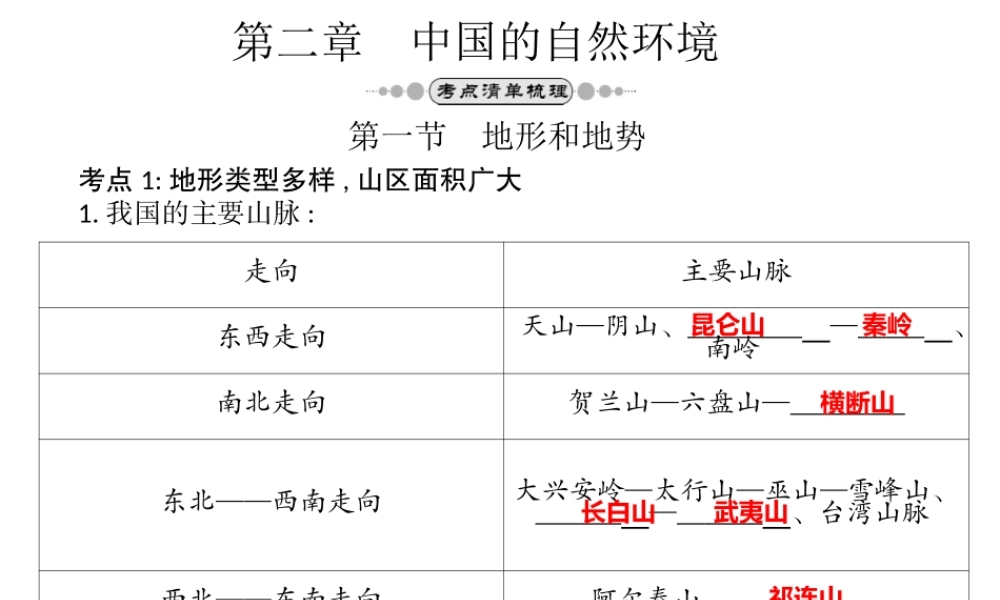 （云南专版）中考地理总复习 八上 第二章 中国的自然环境课件-人教版初中九年级全册地理课件
