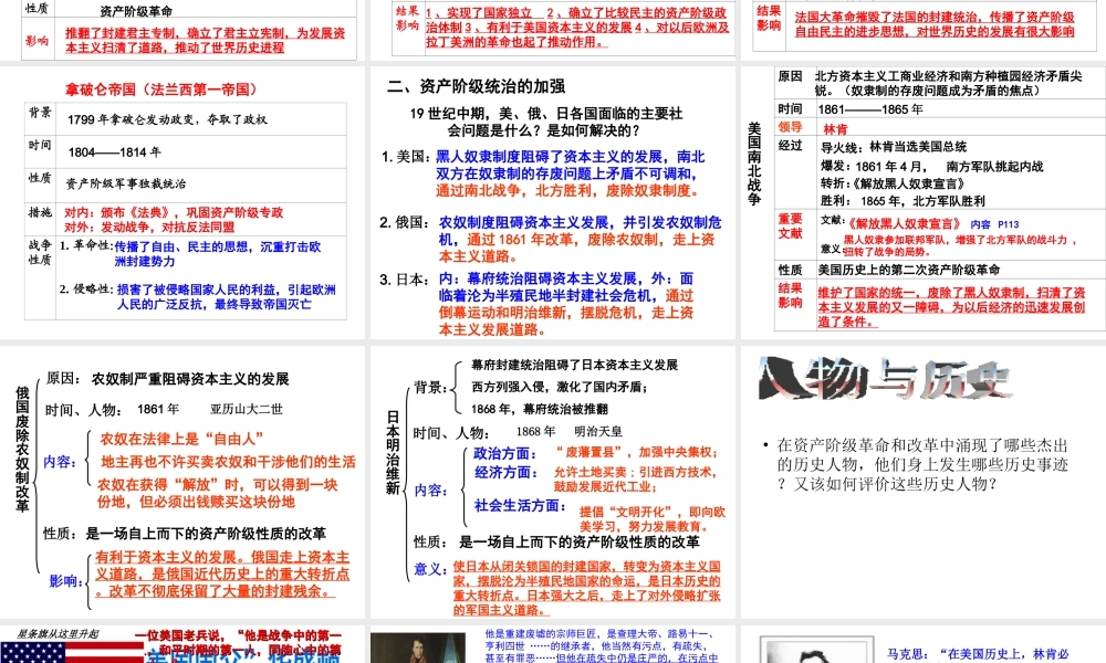 安徽省铜陵市中考历史 资产阶级革命和改革课件-人教版初中九年级全册历史课件