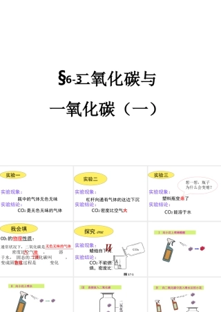 安徽省芜湖市芜湖县湾沚镇三元初级中学九年级化学上册《第六单元 二氧化碳与一氧化碳（一）》课件1 新人教版