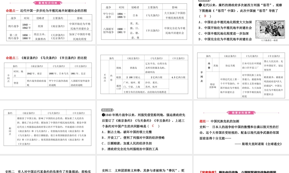 安徽省秋中考历史总复习 主题八 近代化的早期探索与民族危机的加剧课件-人教版初中九年级全册历史课件