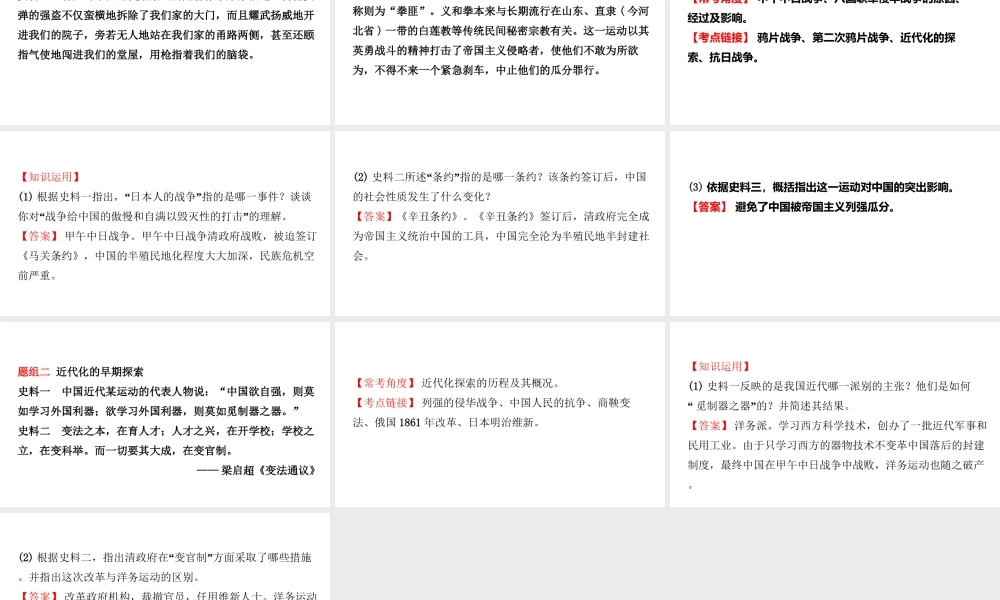 安徽省秋中考历史总复习 主题八 近代化的早期探索与民族危机的加剧课件-人教版初中九年级全册历史课件