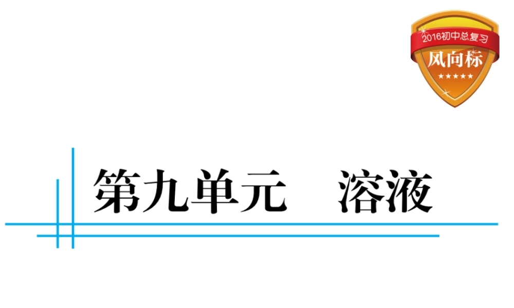 （云南专用）中考化学总复习 第九单元 溶液课件-人教版初中九年级全册化学课件