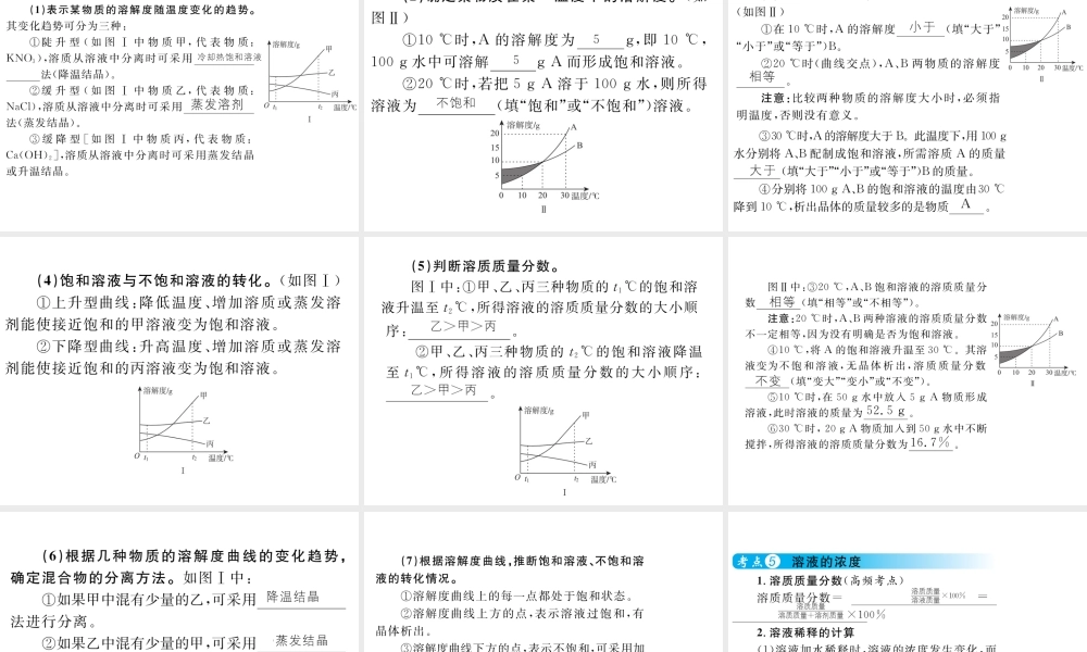 （云南专用）中考化学总复习 第九单元 溶液课件-人教版初中九年级全册化学课件