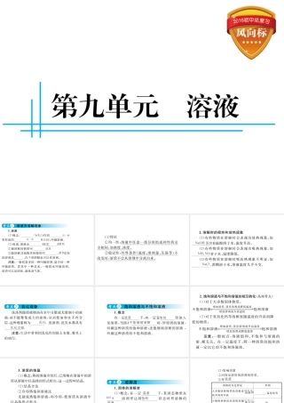 （云南专用）中考化学总复习 第九单元 溶液课件-人教版初中九年级全册化学课件