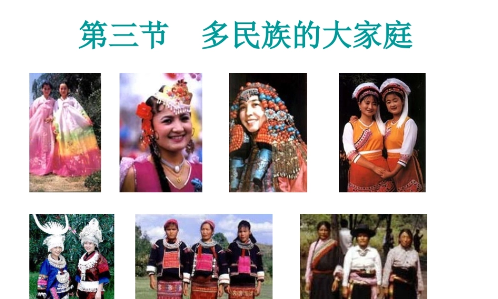 安徽省芜湖市芜湖县湾沚镇三元初级中学七年级地理上册《多民族的大家庭》课件 新人教版