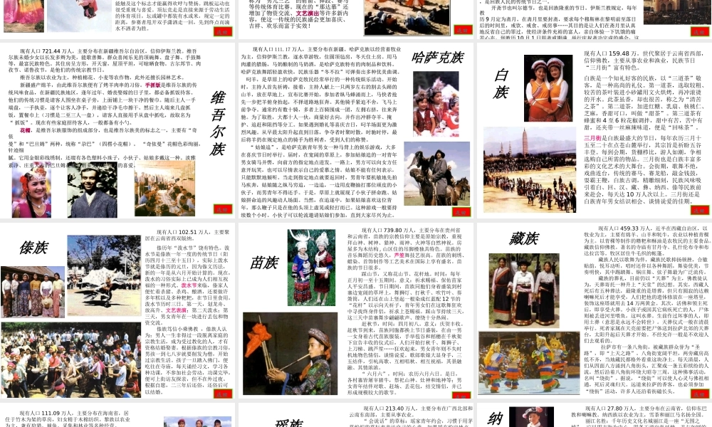 安徽省芜湖市芜湖县湾沚镇三元初级中学七年级地理上册《多民族的大家庭》课件 新人教版