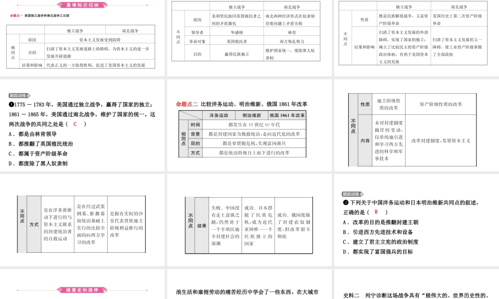 安徽省秋中考历史总复习 主题二十二 殖民地人民的反抗与资本主义制度的扩展课件-人教版初中九年级全册历史课件