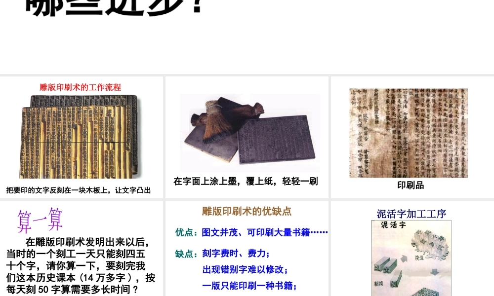 （2016年秋季版）七年级历史下册 第12课 宋元时期的文化 关于印刷课件 北京课改版