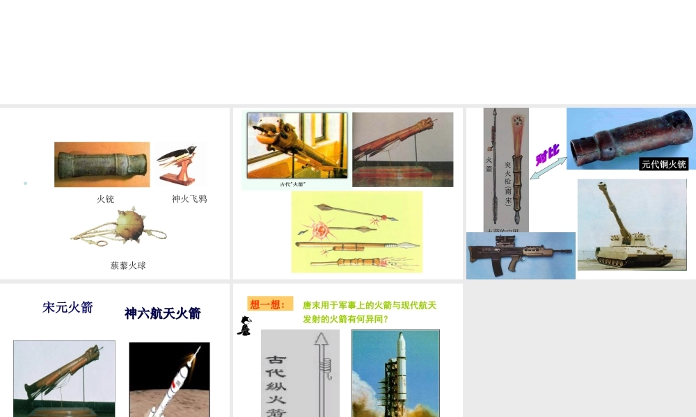（2016年秋季版）七年级历史下册 第12课 宋元时期的文化 火器家族大聚会课件 北京课改版