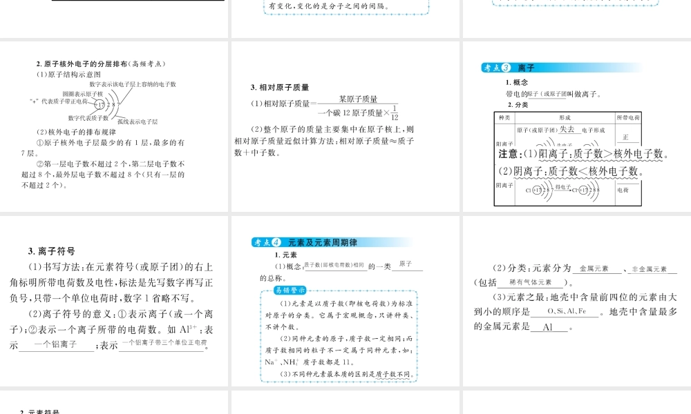 （云南专用）中考化学总复习 第三单元 物质构成的奥秘课件-人教版初中九年级全册化学课件