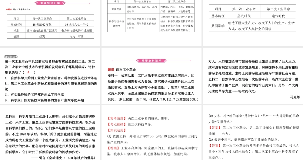 安徽省秋中考历史总复习 主题二十三 第二次工业革命和近代科学文化课件-人教版初中九年级全册历史课件