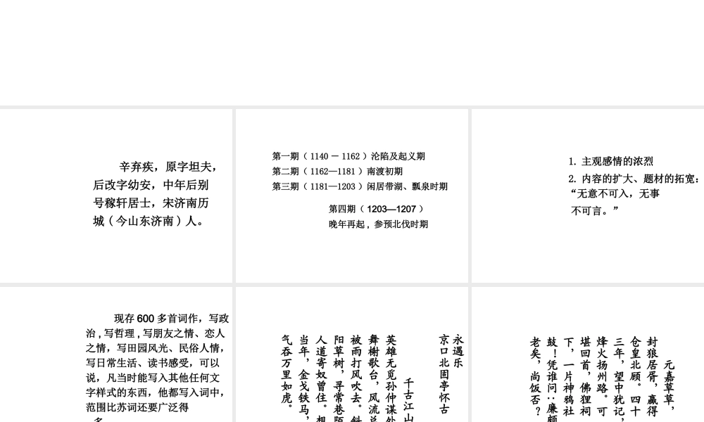（2016年秋季版）七年级历史下册 第12课 宋元时期的文化 辛弃疾的生平课件 北京课改版