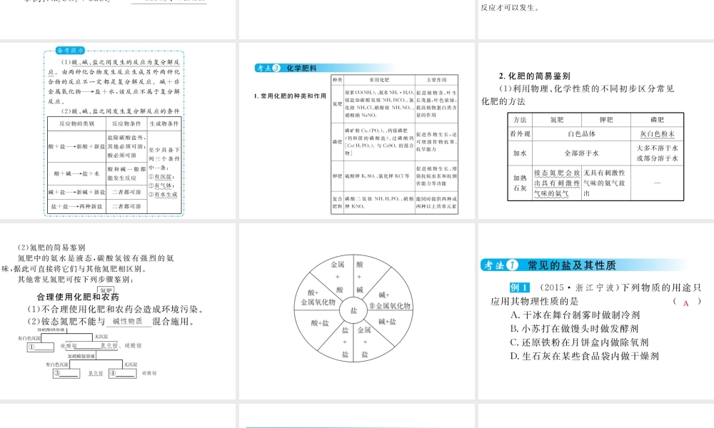 （云南专用）中考化学总复习 第十一单元 盐 化肥课件-人教版初中九年级全册化学课件