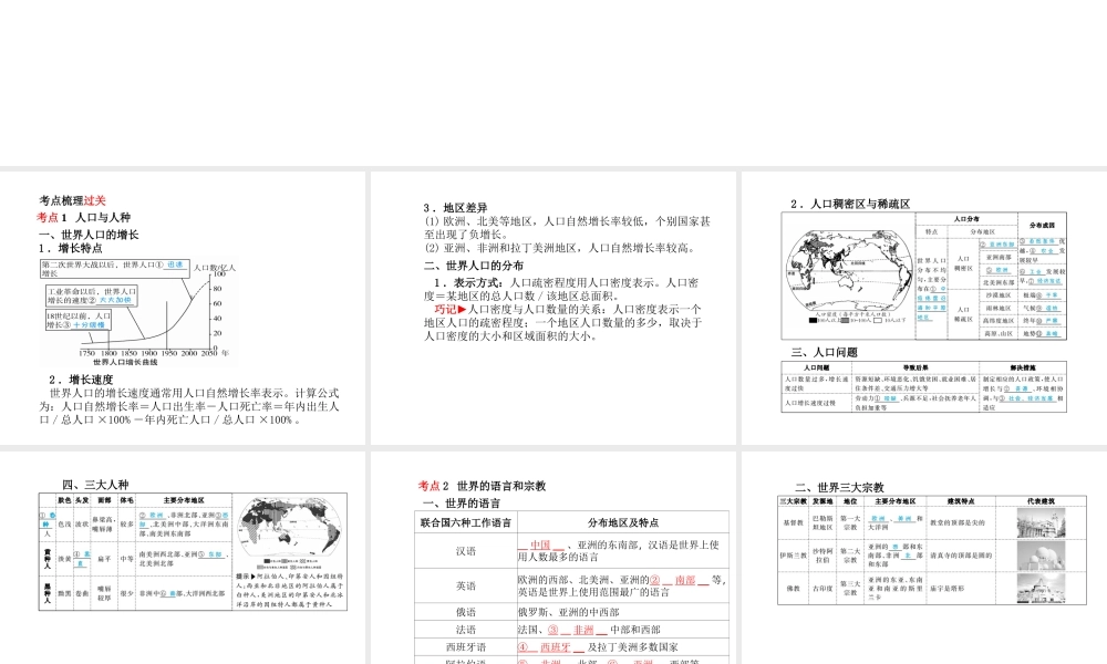 （临沂专版）中考地理 第一部分 系统复习 成绩基石 七上 第四、五章  居民与聚落 发展与合作课件-人教版初中九年级全册地理课件