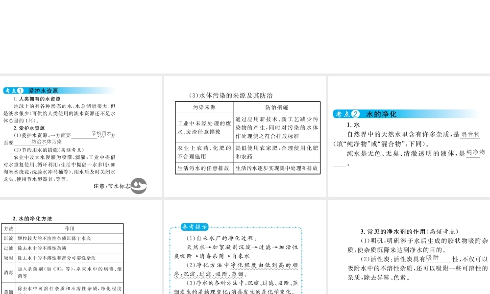 （云南专用）中考化学总复习 第四单元 自然界的水课件-人教版初中九年级全册化学课件
