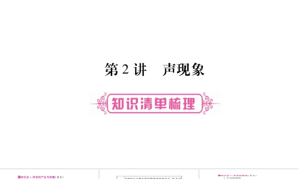 （云南专版）中考物理总复习 第2讲 声现象课件-人教版初中九年级全册物理课件