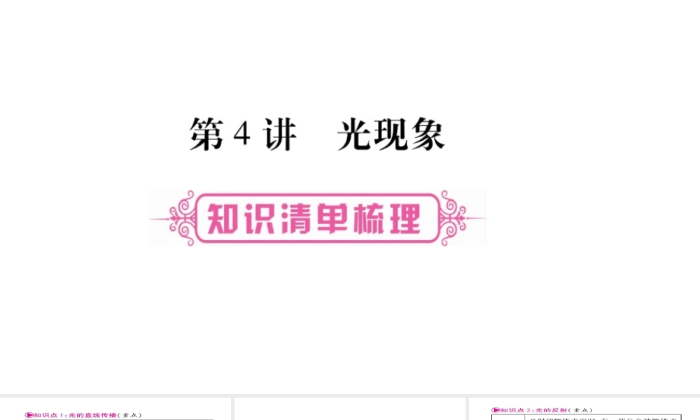 （云南专版）中考物理总复习 第4讲 光现象课件-人教版初中九年级全册物理课件