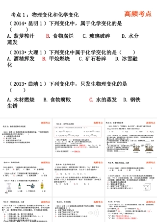 （云南专用）中考化学总复习 高频考点课件-人教版初中九年级全册化学课件